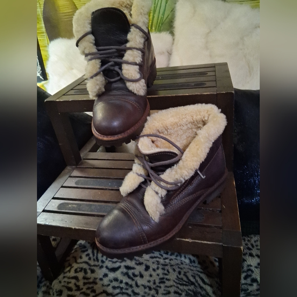 Shearling-Lined Tan Boots